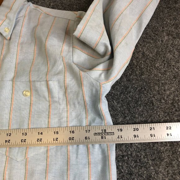 Carol Brent Vintage Work Shirt Dress 7 8 Blue Orange Button 60s 70 Made Japan - Picture 3 of 12